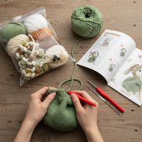 Hand-Crocheted Granny Square Big-Eared Rabbit DIY Knitting Material Kit for Shoulder/Backpack