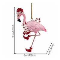 Christmas Flamingos Hanging Ornament Flamingos Christmas Ornament Weather Resistant