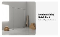 Brushed Finish Stainless Steel Clothing Rack Rust Resistant Rolling Clothes Display Stand Modern Industrial Design Metal Garment Rack on Wheels Heavy Duty for Retail Shop Owners, Apartment Dwellers, Showroom, Dormitory, Bedroom, Living Room