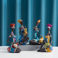African Woman Resin Figurine for Home Decor, Modern Art Style