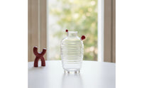 Small-Mouth Glass Vase with Ribbed Texture Compact Ribbed Glass Bottle Vase Textured Single-Stem for Minimalists, Tabletop, Hydroponics, Home Decor