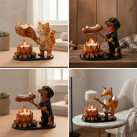 Tabletop Tea Light Stand Handcrafted Candle Holder with Animal Figure Handmade Decorative Candle Holder for Shelf, Mantel
