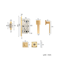 Door Lock Set Square Split Handle Lock Set Interior Hardware for Washroom