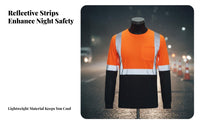 Long Sleeve Reflective Work Shirt Lightweight Long Sleeve Reflective Shirt High Visibility Top Machine Cleanable for Men
