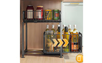 Metal Cabinet Organizer with Pull-out Baskets Heavy-Duty Sliding Cabinet Basket Rack Smooth Under Sink Organizer