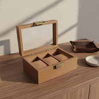 Wooden Watch Display Case Vintage Design Watch Collection Box Individual Accessory Storage Clear View Lid Particles-Resistant