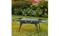Foldable Portable Briquette Grill Metal Grill with Side Tables Compact Foldable Barbecue for Journeyers, Backyard