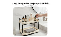 Doubletier Design 2-Tier Makeup rack area Saving 2-Tier Organizer Large Capacity Cosmetic Holder Easy to Clean for Women, Adults, Students, Dressing Table, Desktop, Bathroom, Bedroom
