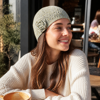 Hand-Knitted 3D Floral Patchwork Bucket Hat for Women, Stylish Mixed Color Wool Fisherman Cap