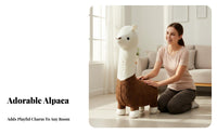 Soft Texture Alpaca Shaped Stool Soft and Comfortable Cartoon Alpaca Chair Versatile Decoration Soft Llama Ottoman Multifunctional for Children, Toddlers, Gift Givers, Living Room, Playroom, Nursery, Entryway