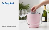 Stainless Steel Ice Bucket, Double Wall Insulated, Large Capacity with Lid and Handle, Champagne Beer Cooler, Modern Minimalist