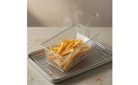 Rectangular Stainless Steel Frying Basket Loop Handle Wire Mesh Frying Basket Open-Top