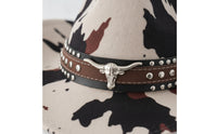 Wide Brim Cowboy Hat with Metal Studs Studded Cowboy Hat with Studs Headwear Timeless for Rodeo, Costume Party
