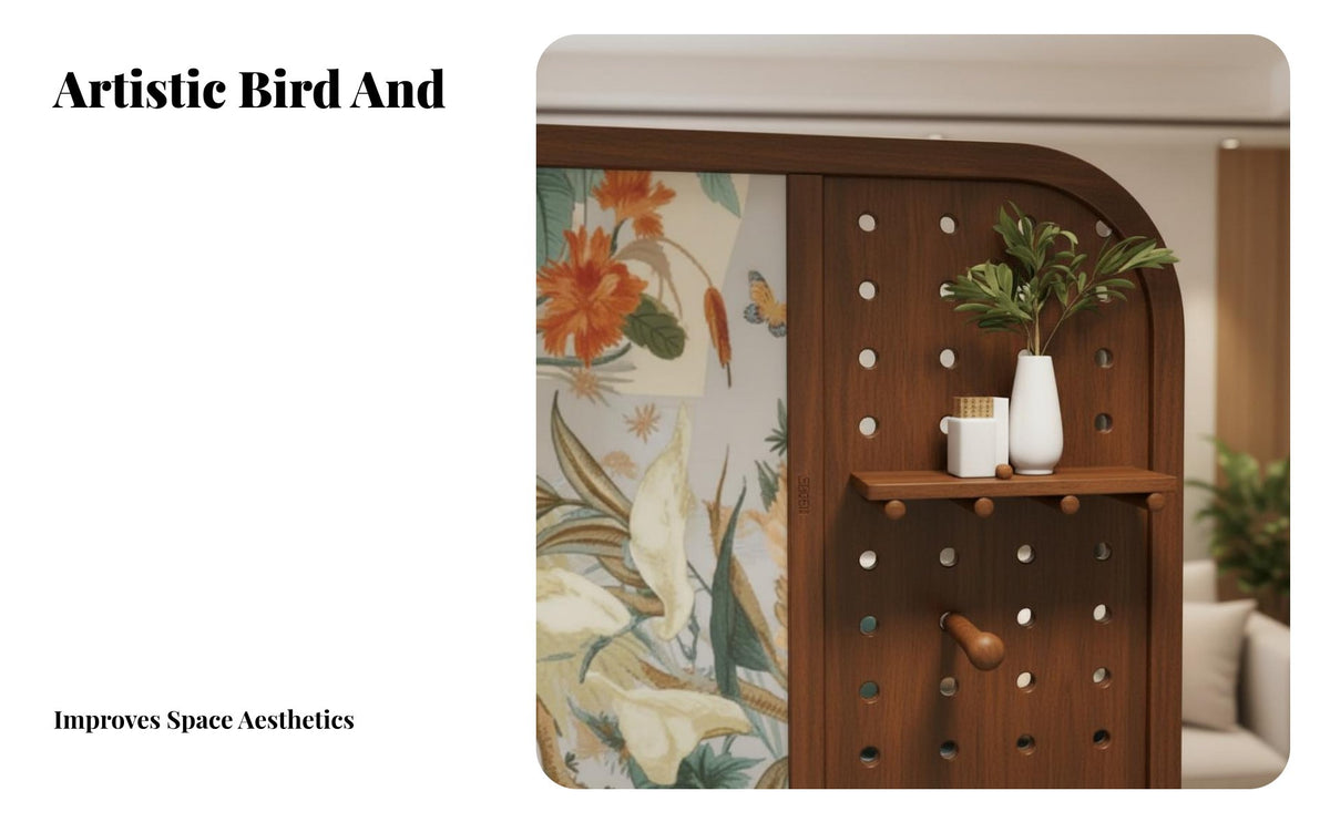 Multifunctional Partition Screen with Pegboard Multi-Functional Pegboard Room Divider Mobile Design Freestanding Decorative Screen No Assembly Required for Homeowners, Interior Decorators, Exhibitors, Home Office, Bedroom, Retail Stores, Exhibitions