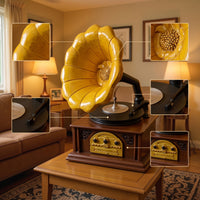 Miniature Gramophone with Sound Amplifier Nostalgic Phonograph Music Player