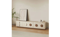TV Cabinet with Drawers Low-Profile TV Stand Rounded-Edge Media Console for Living Room