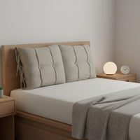 Removable and Washable Cover Upholstered Headboard Cushion Soft Skin-Friendly Textile Large Angled Reading Pillow Ergonomic Design Bedding Accessory Adjustable Side Ties for Sofa, Floor