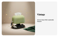 Tissue Box with Storage Drawer Retro Look Organizer with Tissue Dispenser
