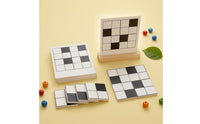Black and White Puzzle Toy Grid Lines Pattern Block Activity Set Wooden Stand Tabletop Learning Puzzle for Children