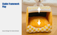 Soft Pet Shelter Warm Enclosed Pet Tent Removable and Cleanable Anti-Slip Bottom for Feline Owners, Indoors, Living Room