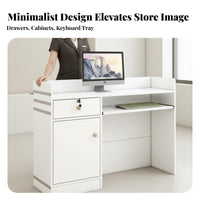 Small Checkout Counter Sturdy Construction Salon Reception Desk Spacious Workspace Front Desk with Storage for Receptionists, Boutique, Lobby