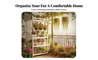 Indoor and Outdoor Use Multi-Level Plant Stand with Hanging Bar Space-Saving Multi-Tier Shelf with Hanging Bar Sturdy Frame Flower Rack Large Capacity for Gardeners, Balcony, Living Room, Bedroom, Corner
