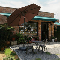Outdoor Umbrella with Water-Filled Base-Fill Tilting Patio Umbrella Sturdy for Homeowners, Cafe Owners, Backyard, Garden, Poolside