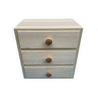 Multi-Layer Design 3-Tier Mini Chest Compact Desktop Storage Handle-Less Drawers Drawer Unit Vintage Look for Makeup Users, Office Workers, Students, Vanity, Dressing Table, Countertop, Study Room