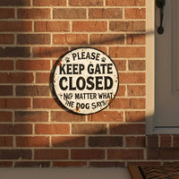 Round Metal Wall Plaque Paw Retro Print Iron Sign Rust-Brown Home Decor for Gate