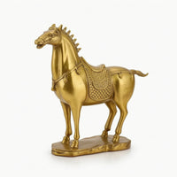 Horse Figurine with Saddle Carved Brass Horse Statue Collectible Ornament for Desk