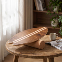Curved Balance Board with Roller Textured Wooden Balance Board Long-Lasting Exercise Tool Lightweight for Athletes