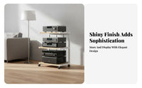 With Wheels Multi-Tier Amplifier Stand Stable and Long-Lasting Audio System Equipment Rack Simple Modern Design Mobile Stereo Component Shelf Space-Saving for Audiophiles, Living Room, Study, Bedroom