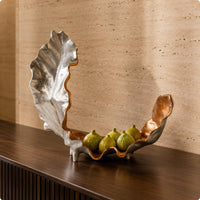 Aluminum Fruit Tray Sculptural Decorative Leaf Tray Irregular Household Decoration