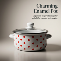Soup Pot Stew Pot with Lid, Enamel Cooking Pot Set Polka Dot Design, Handles Household Soup Pot Retro Aesthetic, Induction Compatible