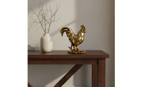 Golden-Hued Cockerel Statue Realistic Detail Cockerel Figurine Hand Painted Cockerel Sculpture for Courtyard, Patio, Office