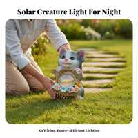 creature Figurine with radianceing globe illuminating diode Lighting Garden Statue Cracked Glass Effect Solar Light for Nature Lovers, Gift Givers, Patio, Porch, walkway