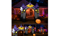 Halloween Haunted House Archway Outdoor Inflatable Arch with Ghost Illuminated Inflatable Arch Giant for Families