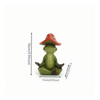 Cute Frog Figurine with Toadstool Hat Glossy Frog Statue with Toadstool Miniature Whimsical for Collectors, Desk, Bookshelf, Office, Fairy Garden