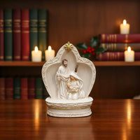 Church Arch Nativity Cream-White Holiday Decor Gold Accents
