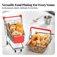 Creative Design Mini Shopping Cart Food Holder Decorative French Fry Serving Trolley Sturdy Metal Construction French Fry Serving Basket Versatile Use for Restaurants, Hotels, Cafe Owners, Parties, Home Entertaining