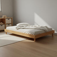 Child-Centered Floor Bed Sturdy Slat Support Solid Wood Foundation Bed Headboard Bedroom Furniture for Girls, Young Children