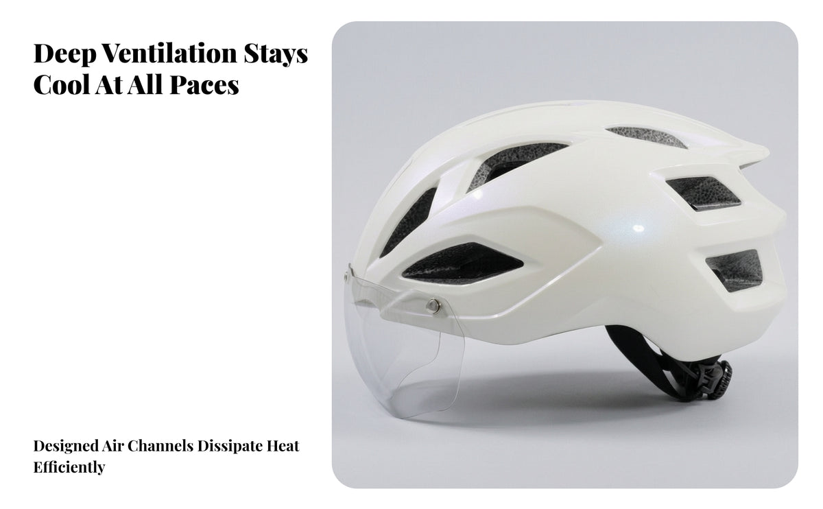 Breathable Bike Helmet with Visor | shock-absorbent expanded polystyrene Foam, Ventilated Cooling Design, cycle Helmet with Visor, for Daily Commuting