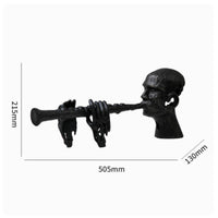 Flute-Playing Figurine Textured Surface Cast Aluminum Sculpture Abstract Design Antique-Finish Figurine