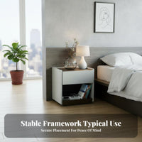 Minimalist design Single-Drawer Bedside Table Modern Design Nightstand Space-Saving Bedroom Furnishing Sturdy Construction for Homeowners, Apartment Dwellers, Students, Small Spaces, Guest Room, Hallway, Office