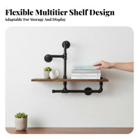 Industrial Pipe Shelving Retro Look Wall Shelf Space-Saving for Living Room, Bar