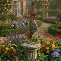 Cockerel Figurine Farmhouse Metal Cockerel Hollow Decor for Collectors, Bookshelf