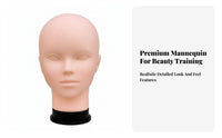Realistic Skin Texture Makeup Practice Head Multifunctional Makeup Practice Mannequin Easy to Clean for Beginners, Cosplayers, Salon