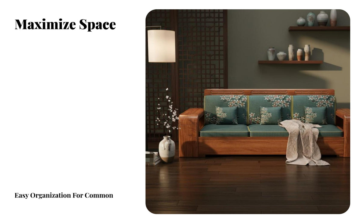 Straight-Line Wood Frame Couch New Chinese design Sofa Minimalist Design Living Room Furniture for Homeowners, Apartment Dwellers, Home, Reception Hall