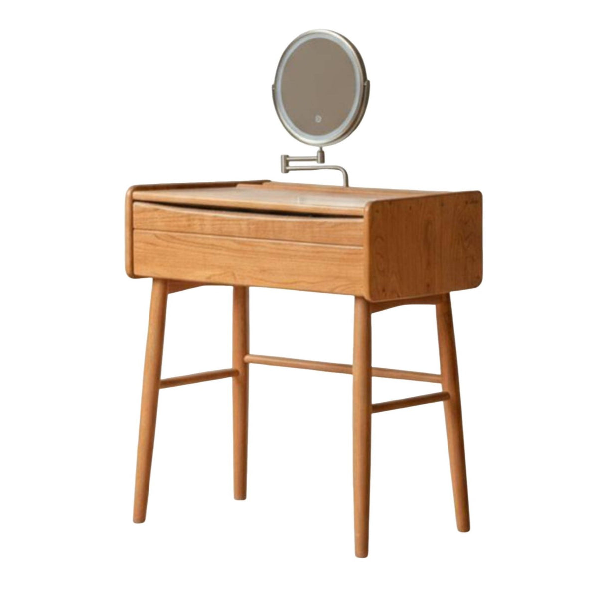 Makeup Table with Round Mirror sturdy Wood Vanity Desk Modern Design space-saving for Women