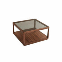 Nordic design Square glass surface Coffee Table sturdy Wood Frame Square Glasssurface Light Luxury stylish Home Furnishing Modern Design for Apartment Dwellers, residents, Living Room, Small areas, Lounge Area